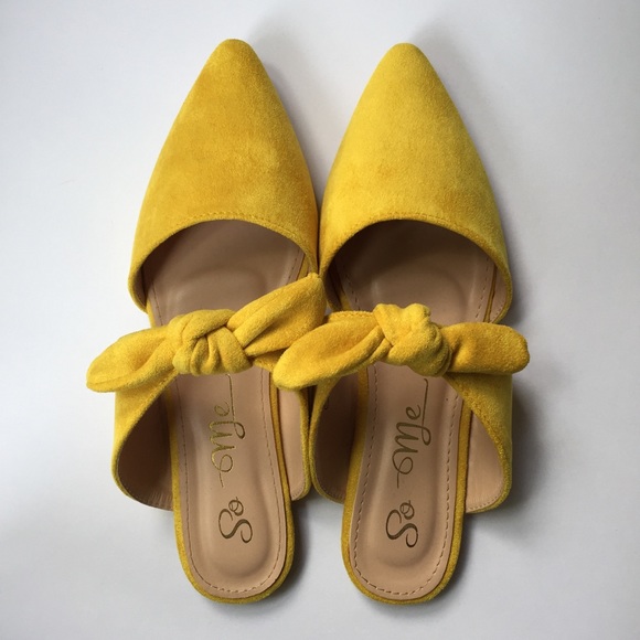 yellow bow mules